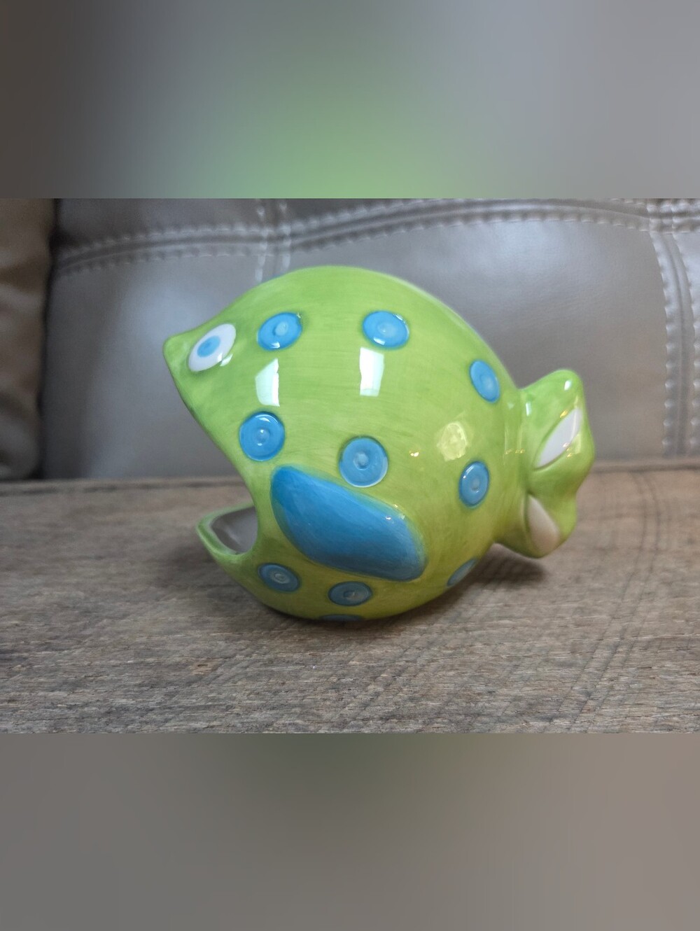 Vintage Retro Ceramic Wide Mouth Fish Scrubby Sponge Holder B1Q